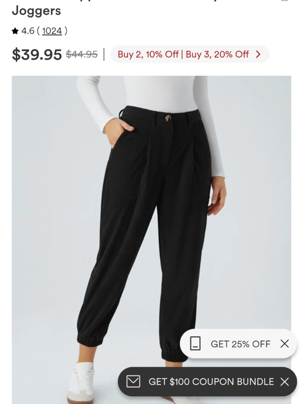 HALARA Black Relaxed Jogger Pants with Elastic Ankles